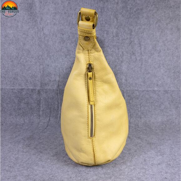 American Leather Co Hobo Bag Yellow Inner Outer Pockets Cottagecore Hippie - Picture 4 of 16
